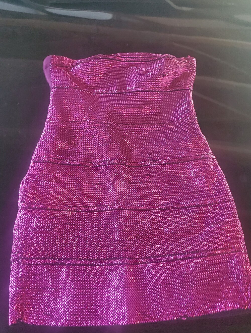 NWT Strapless Fuchsia Sequin Bodycon Dress